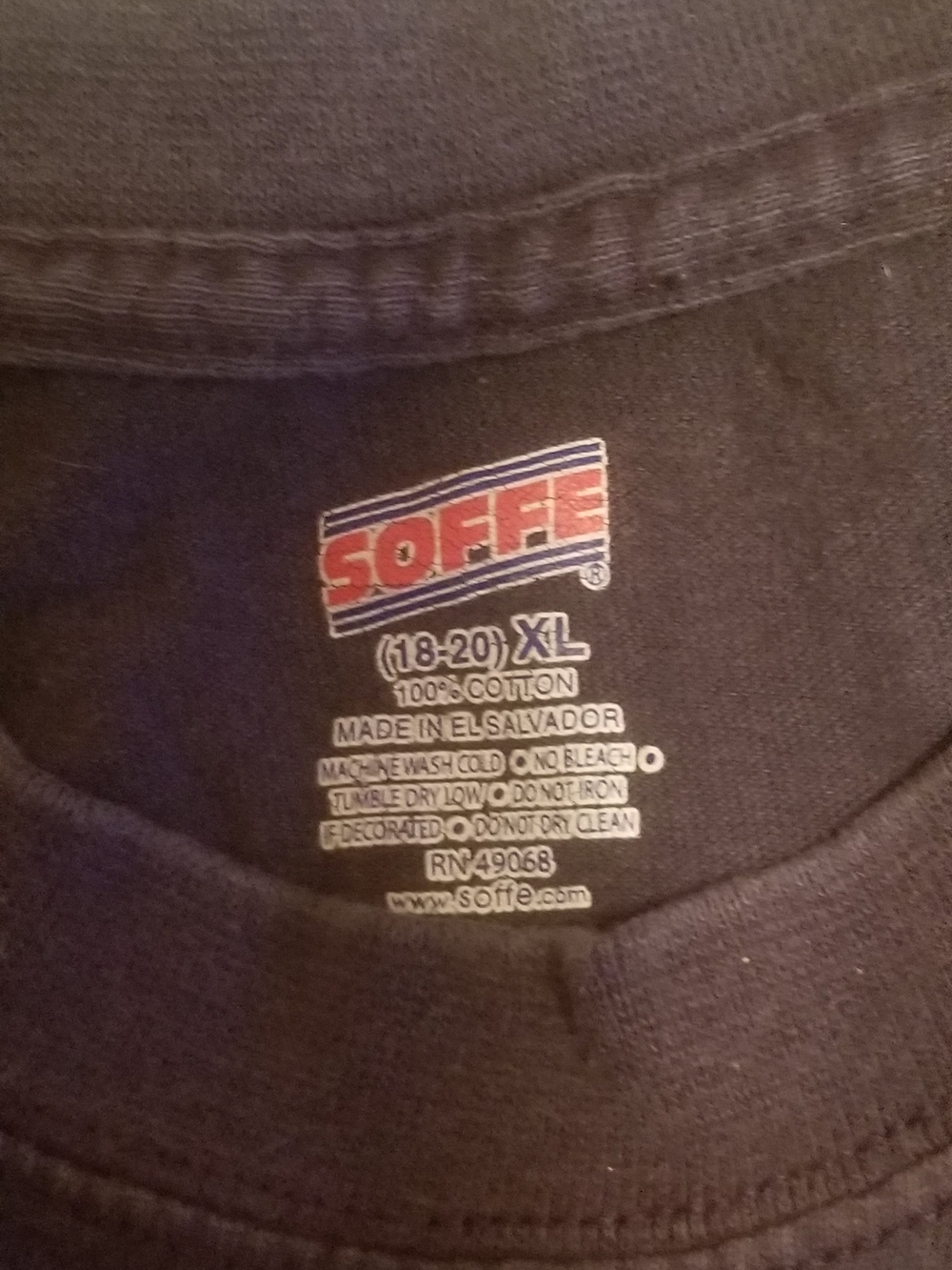 Soffe Black Cotton Tee - XL - Picture 3 of 4